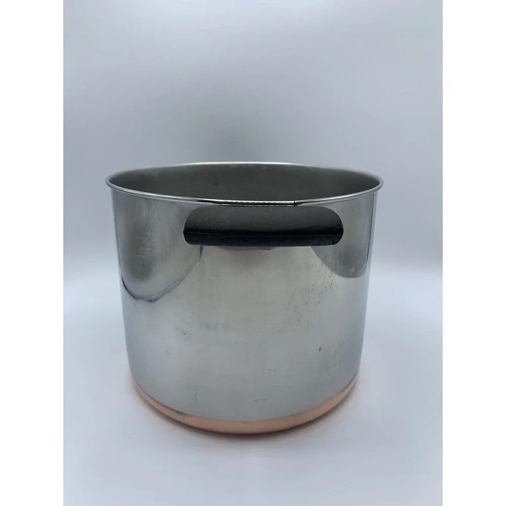 VTG Revere Ware Tall Copper Bottom 6 Qt Stock Pot Pre-1968 Double Ring NO LID